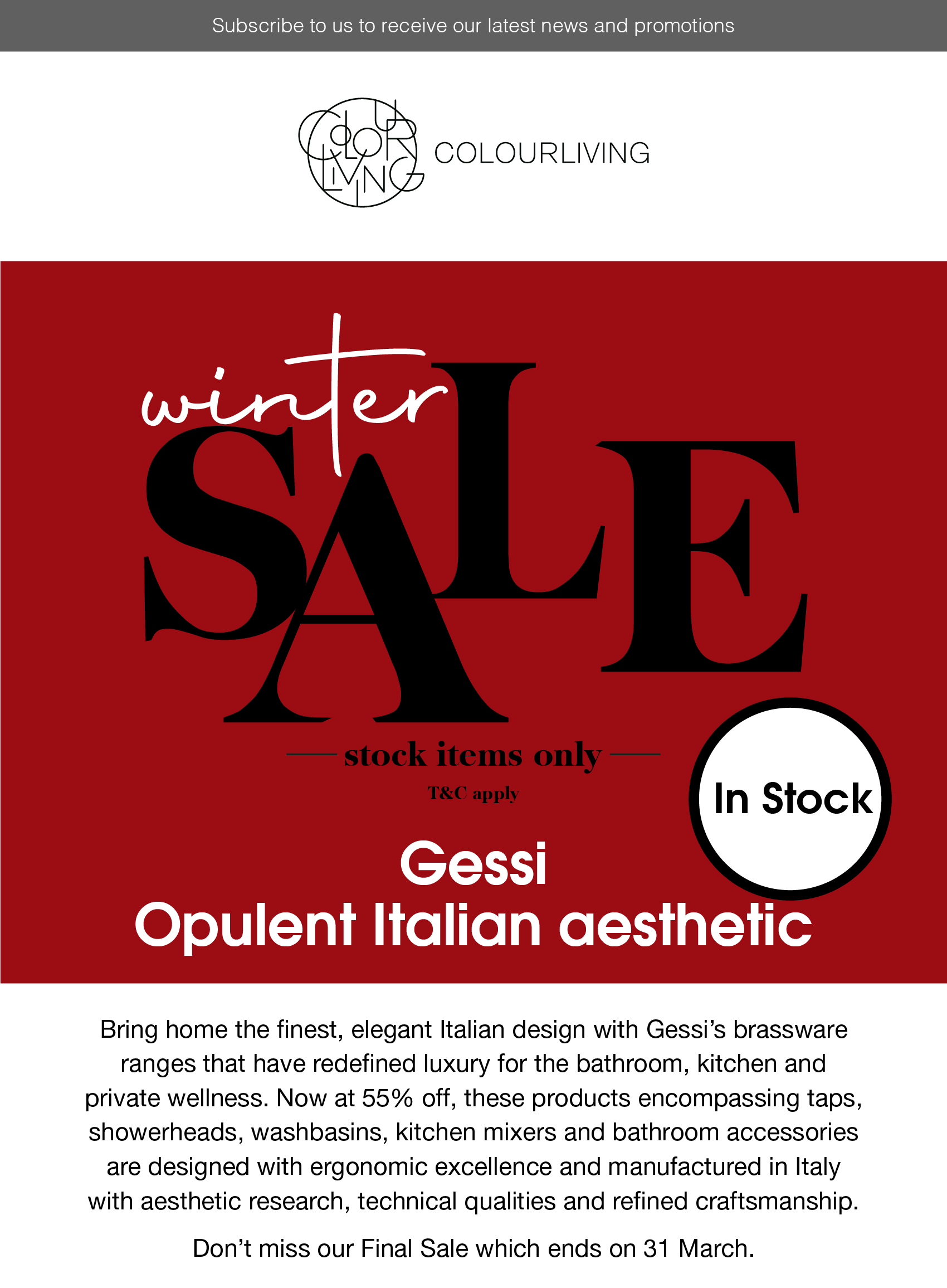 COLOURLIVING Final Sale Gessi 55 Off Before 31 March