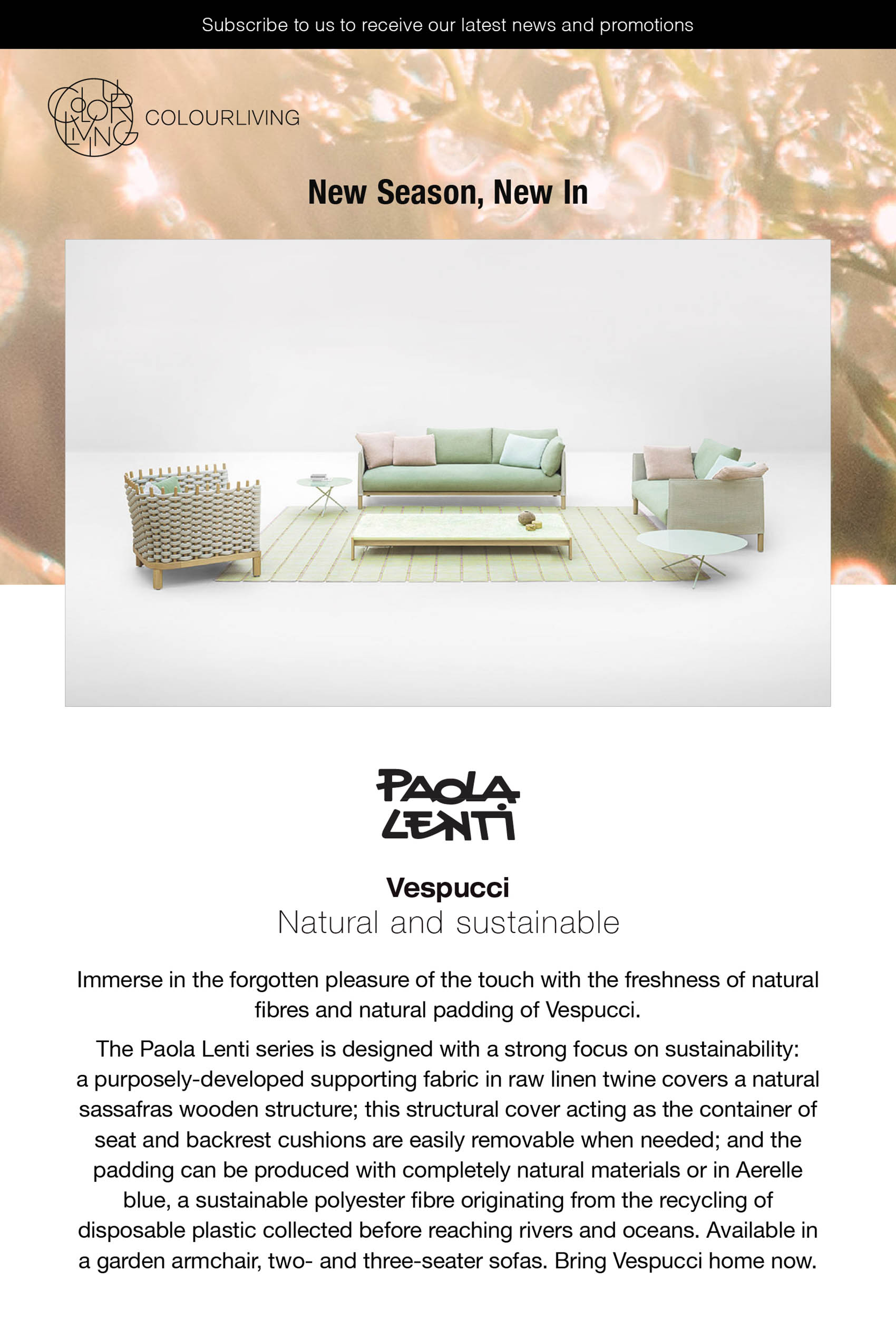 COLOURLIVING New in Paola lenti Vespucci Natural and sustainable